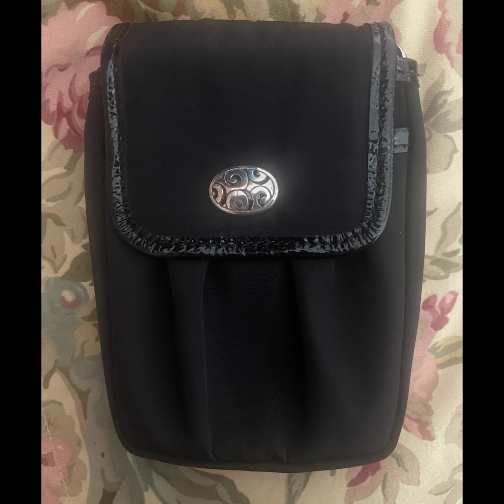 NWT Soft Black Phone Case | Plum Velvet Interior Pleated Front | Magnetic Close